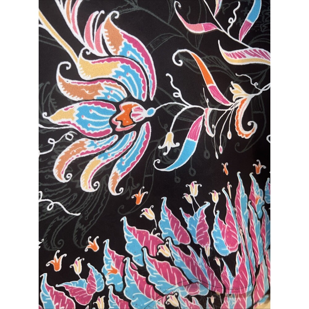 Bob Mackie Wearable Art Floral Print Blouse X-Large Black Multicolor - Picture 4 of 5
